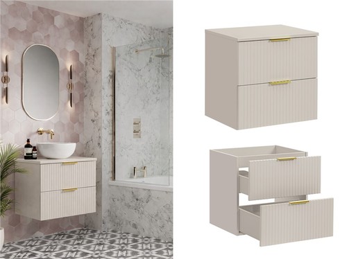 Fluted vanity sink - sink, beige