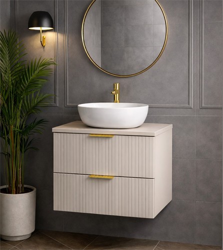 Vanity unit with basin beige - vanity,