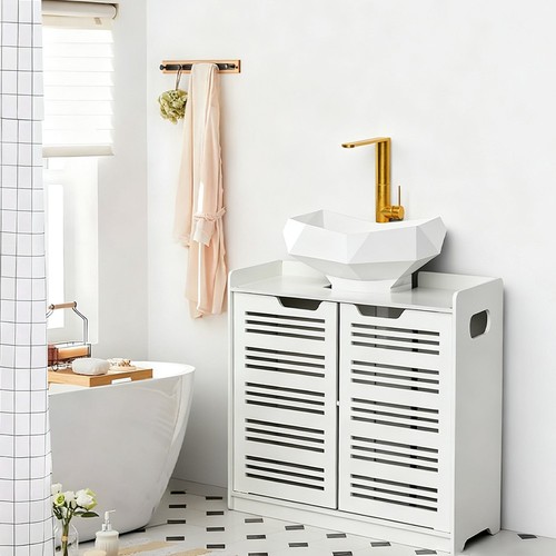 White stylish bathroom cabinet - white,